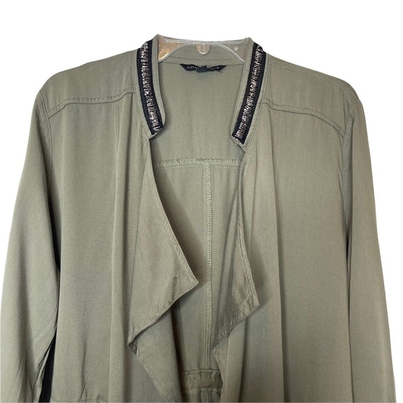 NWT Signature Studio Olive Green Beaded Lightweight Open Front Military Jacket - Picture 4 of 7